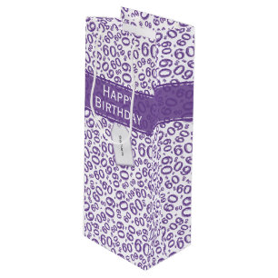 Happy 60th Birthday Number Pattern Purple/White Wine Gift Bag