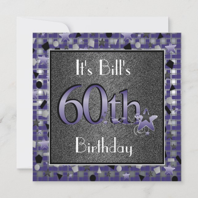 Happy 60th Birthday Party Invitation Personalised (Front)