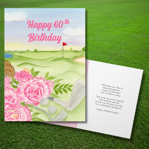 Happy 60th Birthday Peonies On Golf Course Card