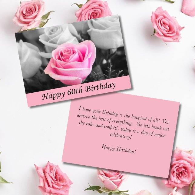 Happy 60th Birthday Rose Photography Card (Creator Uploaded)