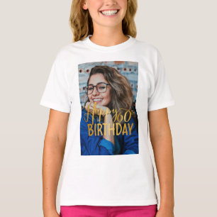 Happy 60th Birthday Script Personalised Photo T-Shirt