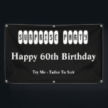 Happy 60th Birthday Surprise Party Banner<br><div class="desc">60th Birthday Surprise Party Banner. Personalise (as seen) or (tweak to suit) Save up to 50% off when you Utalize Debra's easy create banner templates in support of her lifelong rescue mission. Backed by the Z store promise. If you don't absolutely love it, we'll take it back. How cool is...</div>