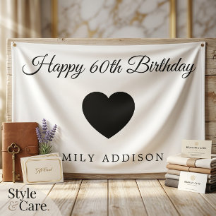 Happy 60th Birthday White Banner with Custom Text