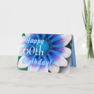 HAPPY 60th BIRTHDAY with Magic Blue Flower Card