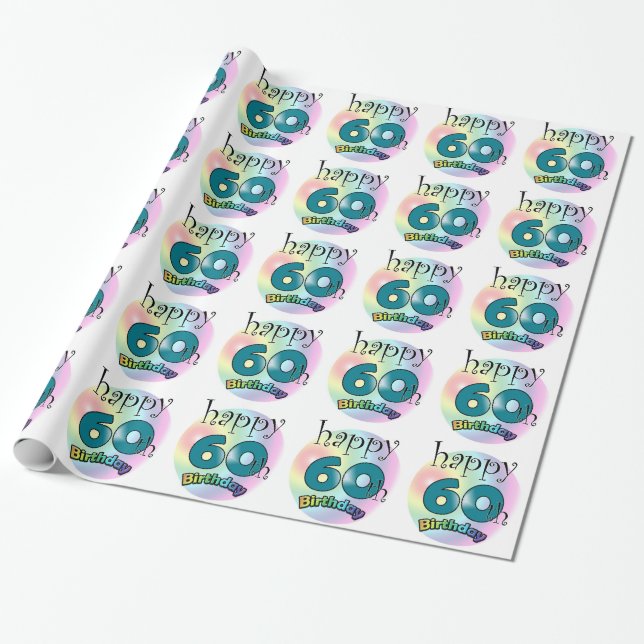 Happy 60th Birthday Wrapping Paper (Unrolled)