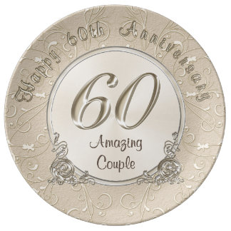 Happy 60th Wedding Anniversary Gifts CUSTOMIZABLE Porcelain Plate