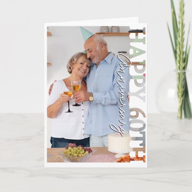 Happy 60th wedding Anniversary Photo Card (Front)