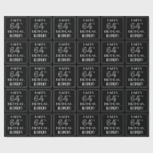 HAPPY 64TH BIRTHDAY; Art Deco Style w/ Custom Name Wrapping Paper