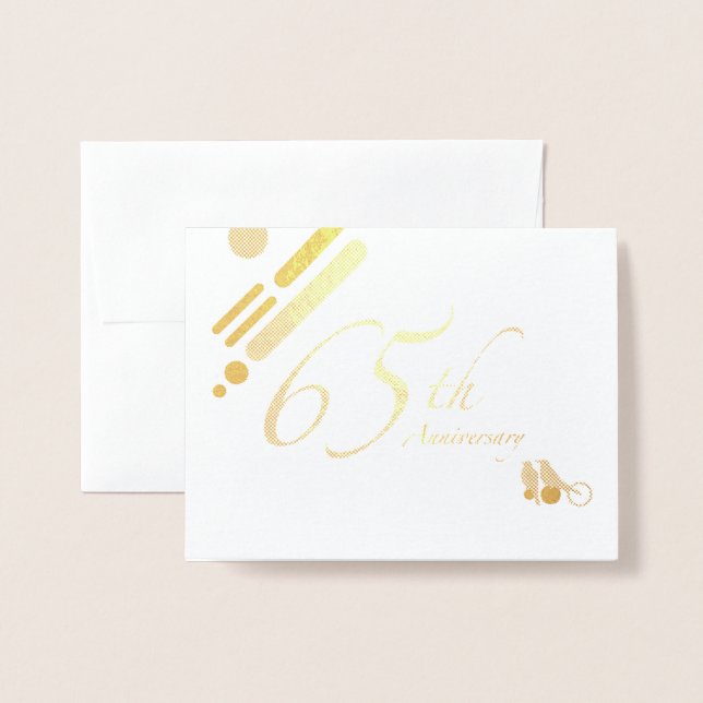 Happy 65th Anniversary Mod Birds Foil Card (Front With Envelope)