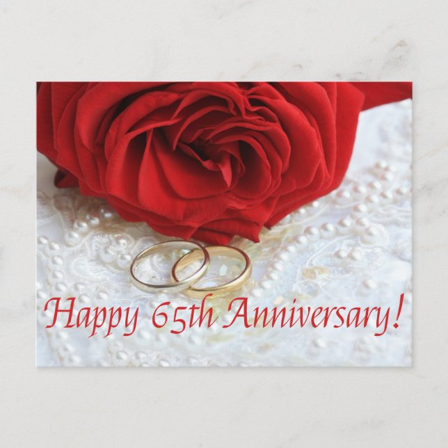 Happy 65th Anniversary roses Postcard (Front)
