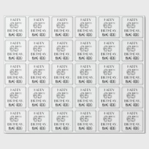 HAPPY 65TH BIRTHDAY; Art Deco Style; Custom Name Wrapping Paper
