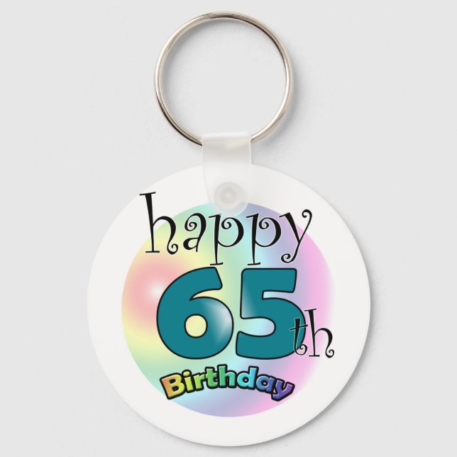 Happy 65th Birthday (blauw) Key Ring (Front)