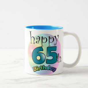 Happy 65th Birthday (blue) Two-Tone Coffee Mug