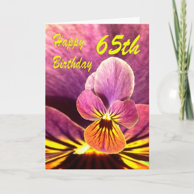 Happy 65th Birthday Flower Pansy Card (Front)