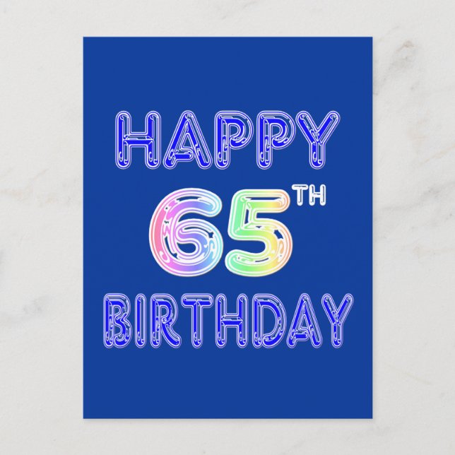 Happy 65th Birthday in Balloon Font Postcard (Front)