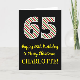Happy 65th Birthday & Merry Christmas, Custom Name Card