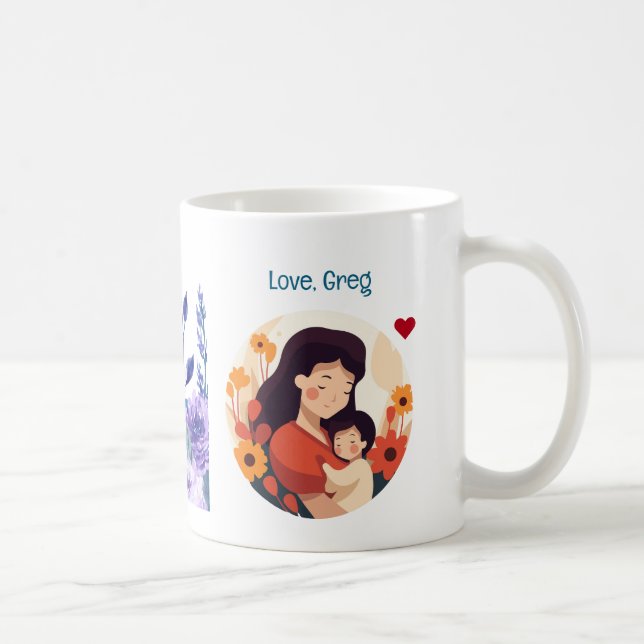 Happy 65th Birthday, Mum! Floral, Mother & Child Coffee Mug (Right)