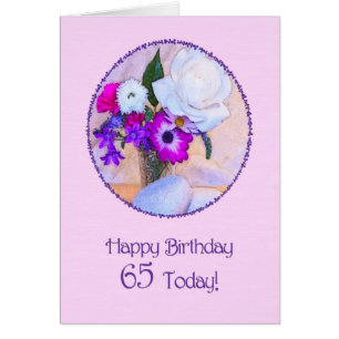 Happy 65th birthday with a flower painting