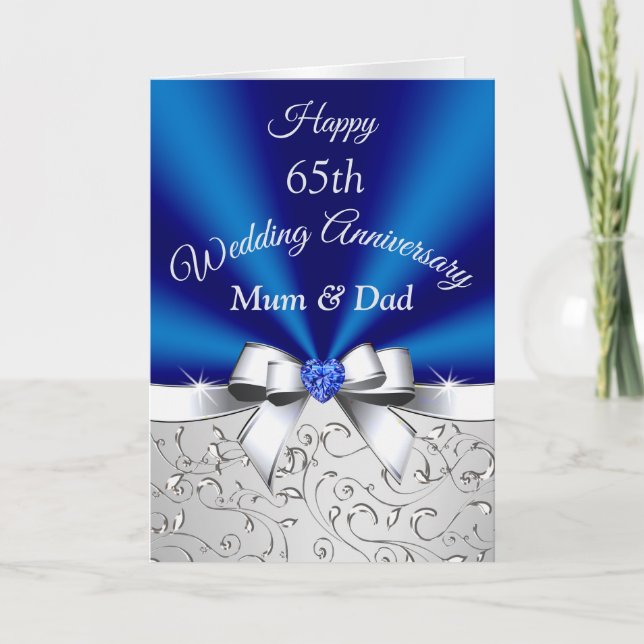 Happy 65th Wedding Anniversary Cards, Mum and Dad Card (Front)