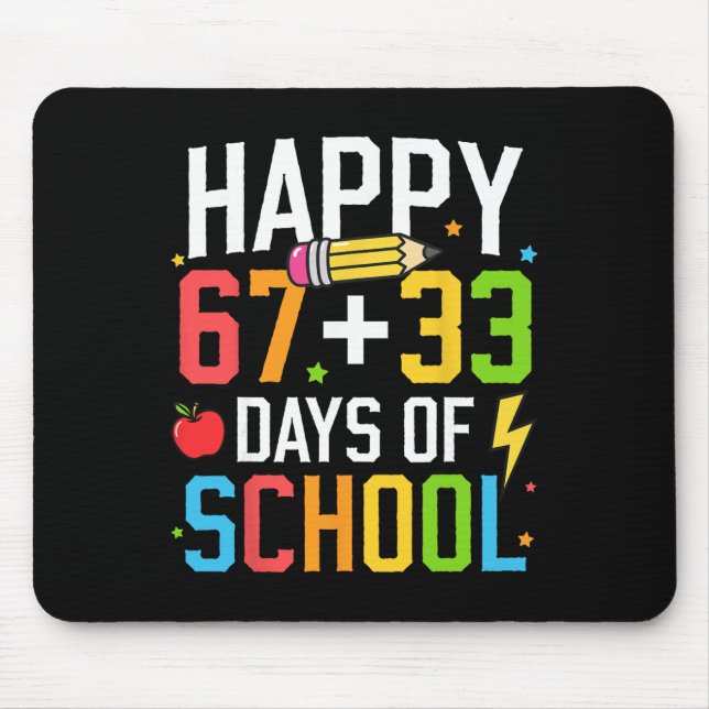 Happy 67 33 Days Of School 100th Day Of School Kid Mouse Pad (Front)