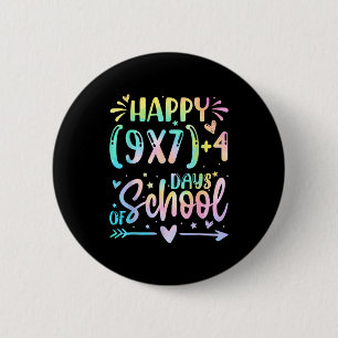 Happy 67 Days Of School Math Teacher Students Six  6 Cm Round Badge