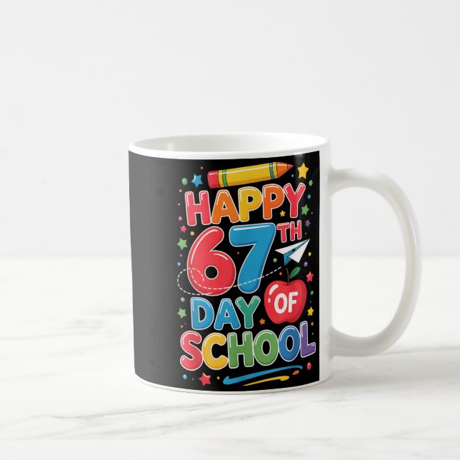 Happy 67 Days Of School Teachers Students Six Seve Coffee Mug (Right)