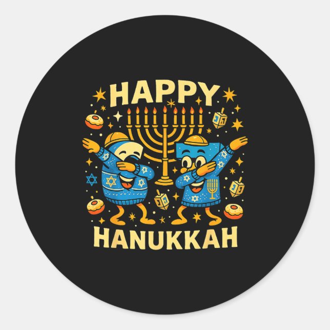 Happy 67 Hanukkah Funny Holiday Meme Design  Classic Round Sticker (Front)