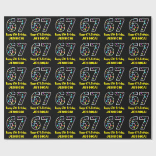 Happy 67th Birthday, Fun Colourful Stars Pattern 6 Wrapping Paper