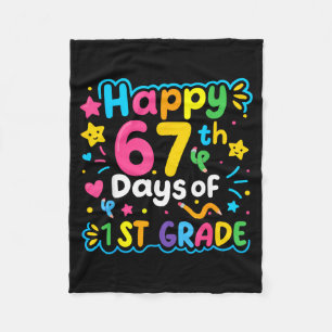 Happy 67th Day Of 1st Grade School Meme 67 Kids Te Fleece Blanket