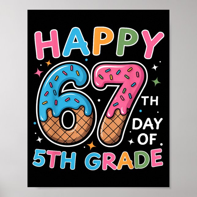 Happy 67th Day Of 5th Grade Ice Cream Drip 67 Days Poster (Front)