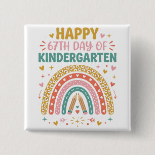 Happy 67th Day of Kindergarten Teacher Rainbow 15 Cm Square Badge