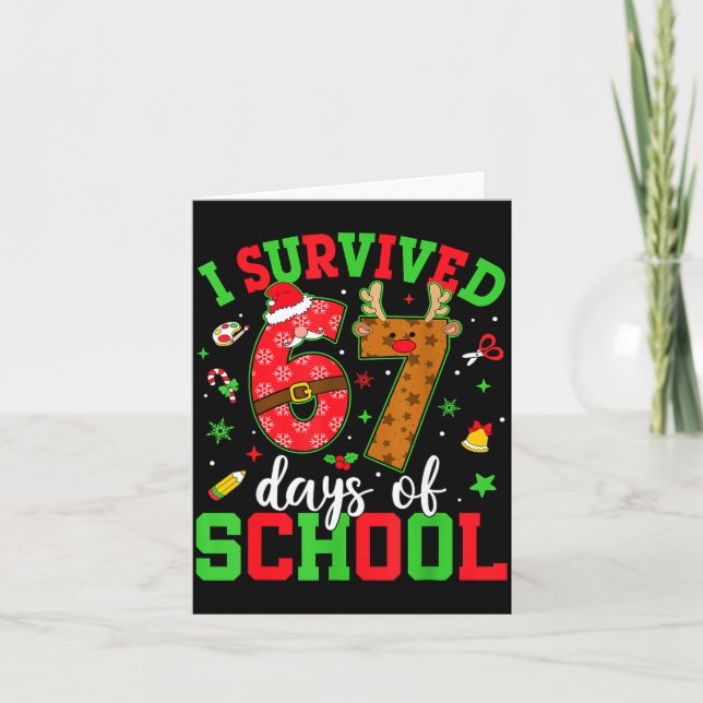Happy 67th Day Of School Funny Christmas 67 Meme S Card (Front)
