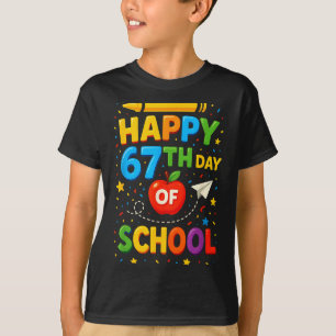 Happy 67th Day Of School Funny Teacher Student Mem T-Shirt
