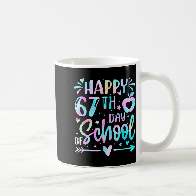 Happy 67th Day Of School Tie Dye Rainbow 67 Days S Coffee Mug (Right)