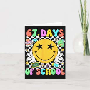 Happy 67th Day Of School Vibes Smile Face 67 Days  Card