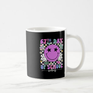 Happy 67th Day Of School Vibes Smile Face 67 Days  Coffee Mug