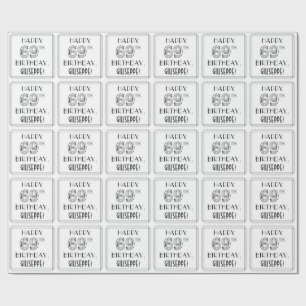 HAPPY 69TH BIRTHDAY; Art Deco Style; Custom Name Wrapping Paper