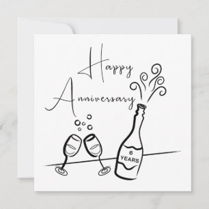 Happy 6th Anniversary Champagne Celebration Card
