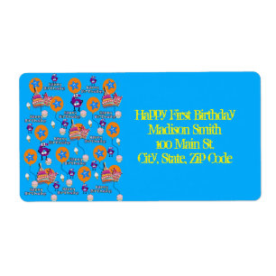 Happy 6th Birthday Address Labels, Blue &Yellow
