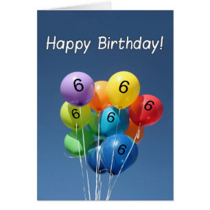 Happy 6th Birthday Coloured Balloons in a blue Sky
