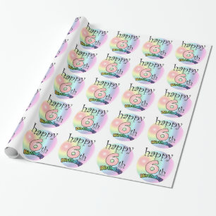 Happy 6th Birthday (roze) Wrapping Paper