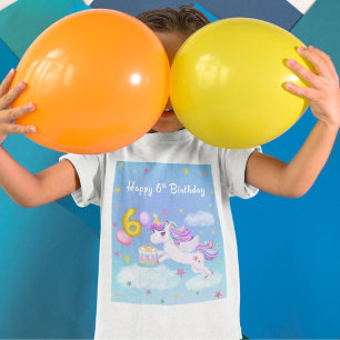 Happy 6th Birthday Unicorn with Birthday Cake T-Shirt