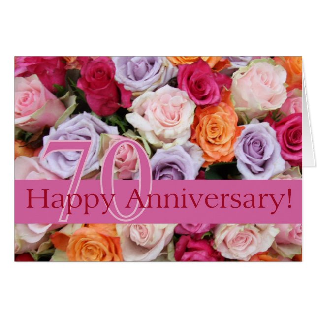Happy 70th Anniversary roses (Front Horizontal)
