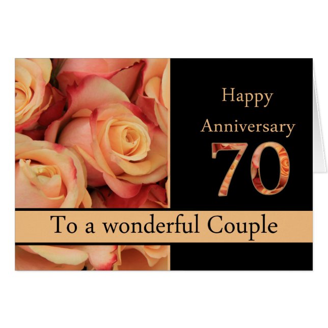 Happy 70th Anniversary roses (Front Horizontal)