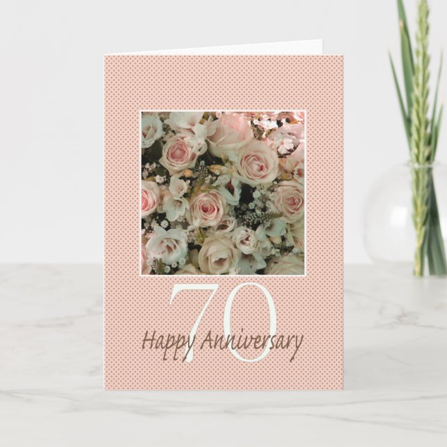 Happy 70th Anniversary roses Card (Front)