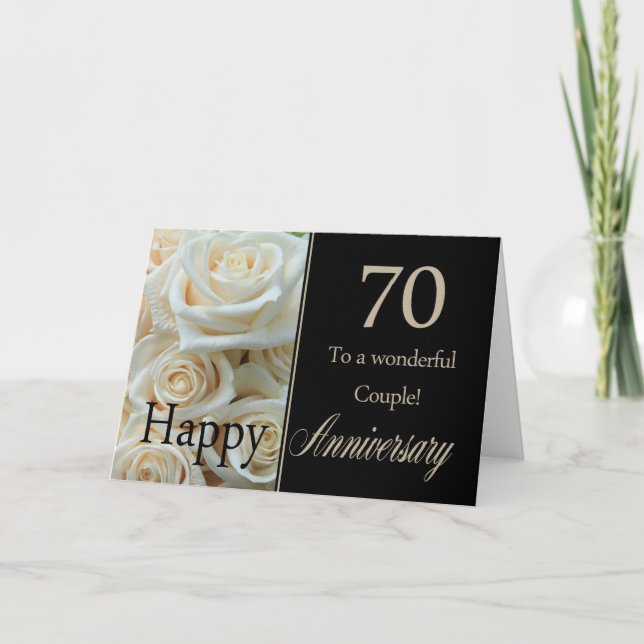 Happy 70th Anniversary roses Card (Front)
