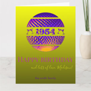 Happy 70th birthday, colourful 1954 disco ball  card