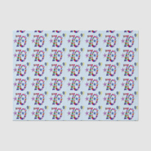 Happy 70th Birthday Colourful Balloons Tissue Paper