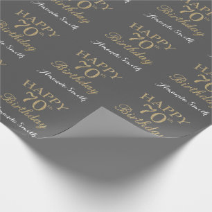 Happy 70th Birthday Gold Glitter and Grey Wrapping Paper