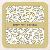 "Happy 70th Birthday" Gold/White Number Pattern